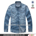 High quality Light blue 100%Cotton Washed Denim/Retro Cowboy Shirt for men with S,M,L,XL,XXL